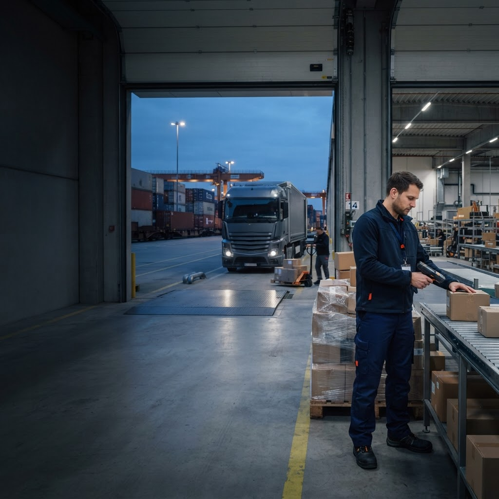 Internationale logistiek en fulfilment in een modern Duits magazijn